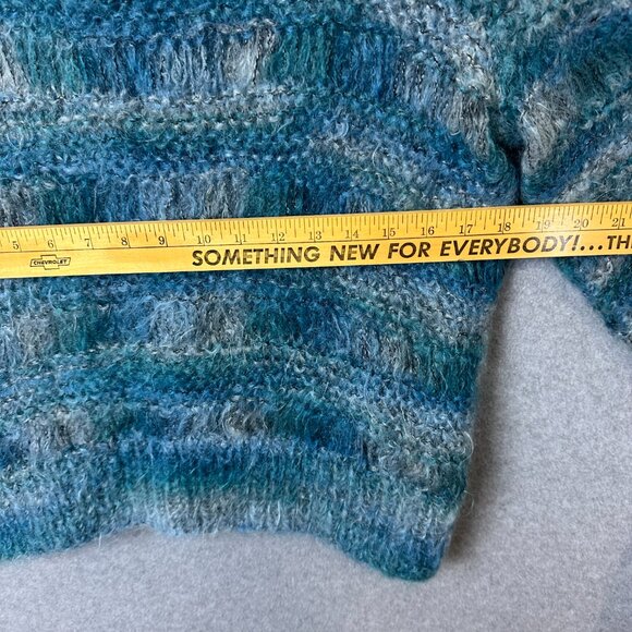 Vintage Bernat Klein Handmade Mohair Wool Teal Blue Green Sweater Med Scotland - Picture 7 of 11
